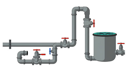 Fototapeta premium Plumbing System Flat Art Isolated on White Background