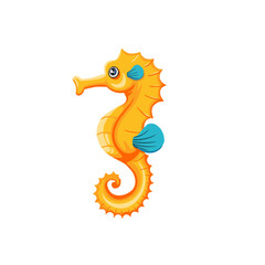 Cartoon Illustration of a Yellow Seahorse