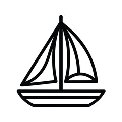 Sailboat Outlined Icon Vector Illustration