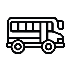 School Bus Outlined Icon Vector Illustration