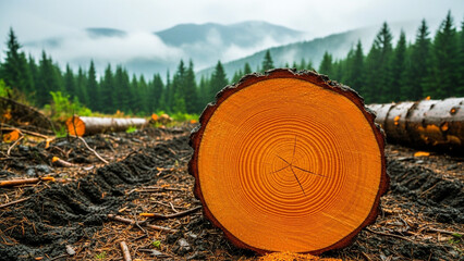Cut Tree Trunk Rings for Forestry and Logging

