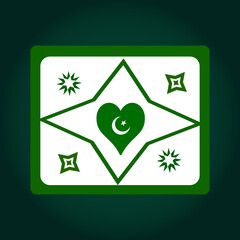 Love for Pakistan Artistic Heart Shaped Crescent & Star Design for 14 August