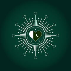 Heart Shaped Pakistan Flag Design for Independence Day 14 August