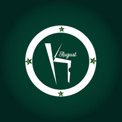 Modern 14 August Typography Design with Crescent Stars