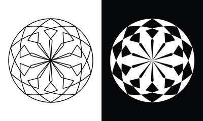 circle emblem vector with line art style and bold style for logo or design element