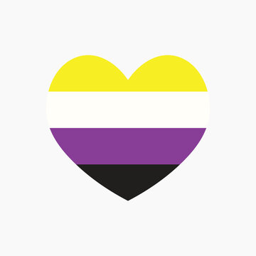 Non-binary flag heart icon, line art design vector