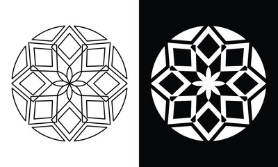 circle emblem vector with line art style and bold style for logo or design element