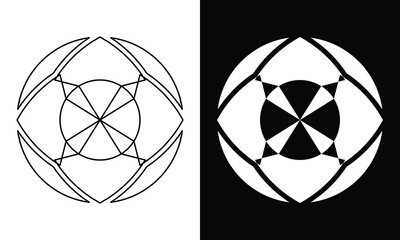 circle emblem vector with line art style and bold style for logo or design element