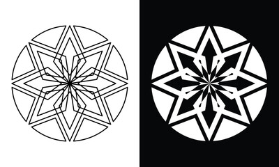 circle emblem vector with line art style and bold style for logo or design element