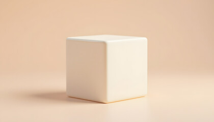 Fototapeta premium Plain White Geometric Cube: A simple, minimalist white cube, ideal for abstract concepts or as a design element.