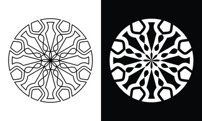 circle emblem vector with line art style and bold style for logo or design element