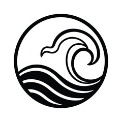 Wave Outlined In Bold Vector Illustration
