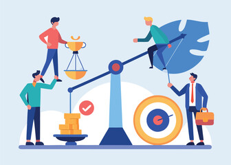 Business Success: Balancing Achievement, Goals, and Financial Growth, Modern Flat Design