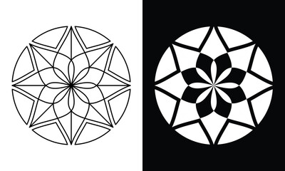 circle emblem vector with line art style and bold style for logo or design element