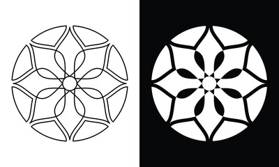 circle emblem vector with line art style and bold style for logo or design element