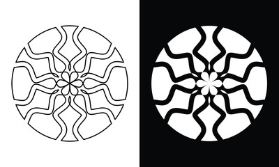 circle emblem vector with line art style and bold style for logo or design element