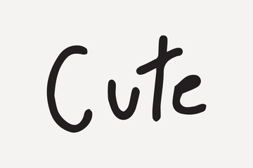 Handwritten 'Cute' text in a playful, minimalist style, element vector