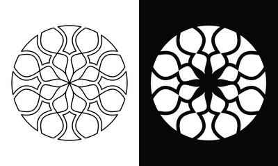circle emblem vector with line art style and bold style for logo or design element