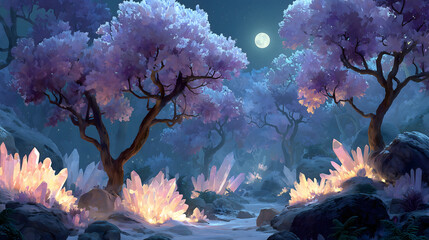 Mystic Prism Woods Bathed in Celestial Glow