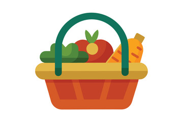 3d basket with vegetables isolated on white background