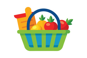 3d basket with vegetables isolated on white background