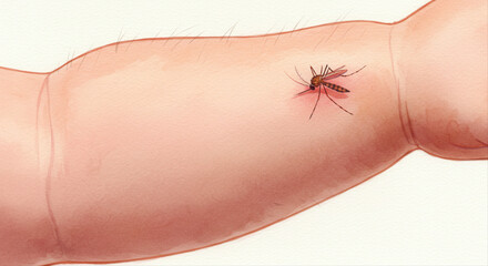 Obraz premium mosquito bite on toddler arm close up with skin and insect detail 