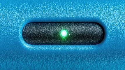 Close-up of a green indicator light on a switch.