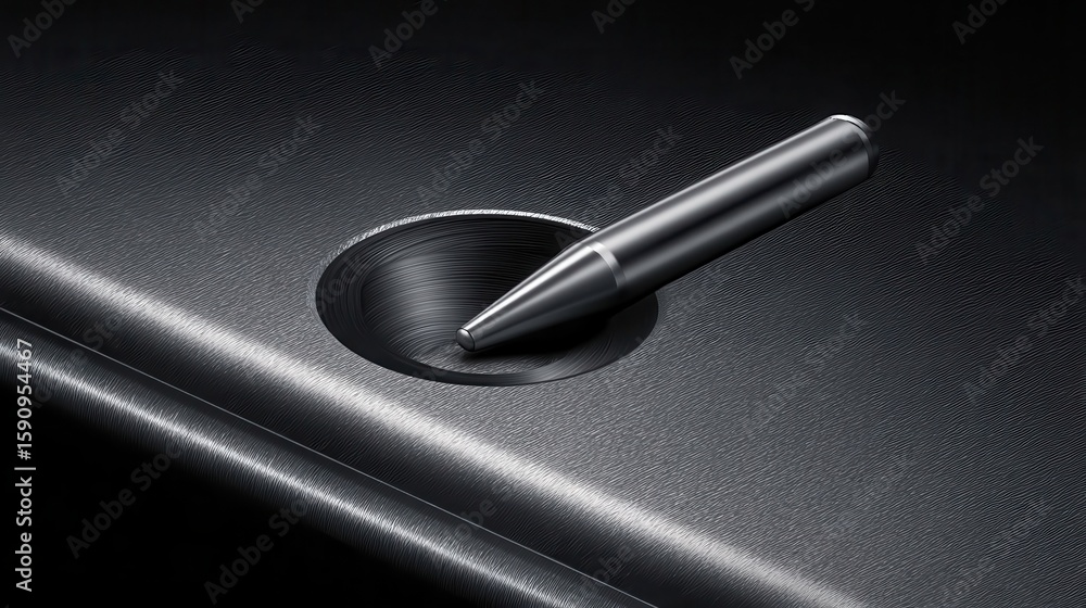 Poster close-up view of a stylus in a recessed area.