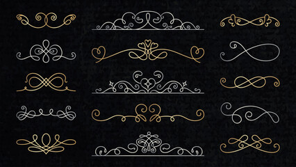 Elegant floral dividers. Swirls and leaves create decorative floral dividers. Perfect for invitations, floral-themed designs, and decorative accents. Hand drawn ornament vector set.