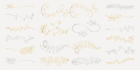 Elegant floral dividers. Swirls and leaves create decorative floral dividers. Perfect for invitations, floral-themed designs, and decorative accents. Hand drawn ornament vector set.