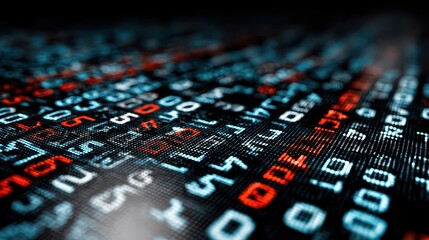 Close-up view of digital code displayed on a screen.
