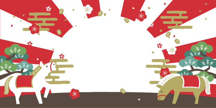 2026年　午年　正月背景イラスト