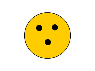 Yellow emoji face with three black circular holes, simple shocked expression on transparent background