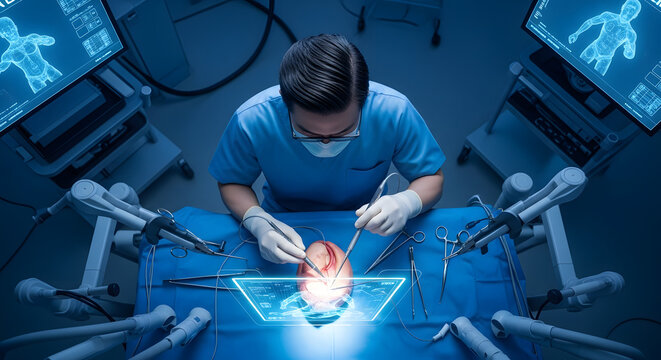 Robotic Surgery with Augmented Reality Overlay.