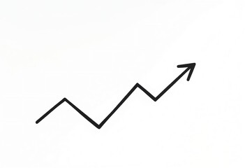 Black line graph with upward trend and arrow chart