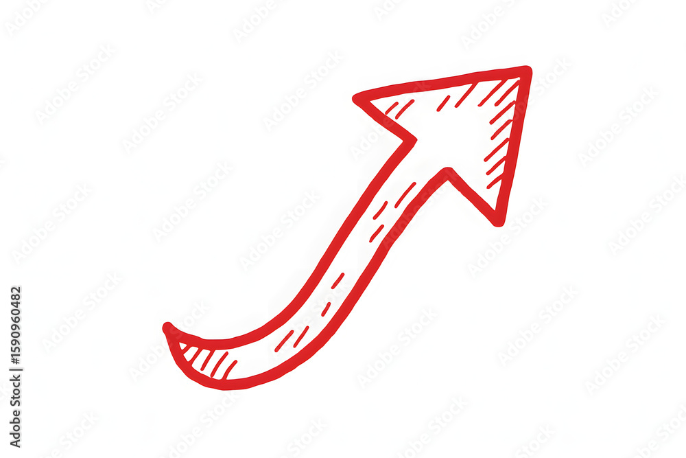 Poster rising arrow: a hand-drawn red arrow curves upward, symbolizing growth, progress, and direction. cap