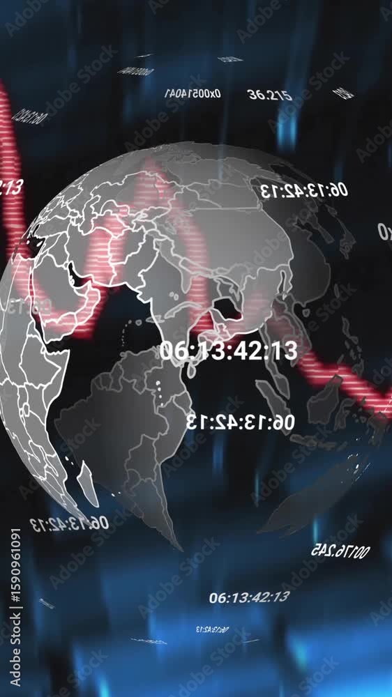 Poster animation of data processing and statistics over globe