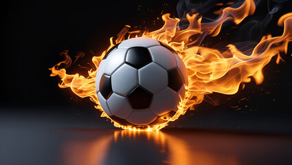 Naklejka premium soccer ball in fire