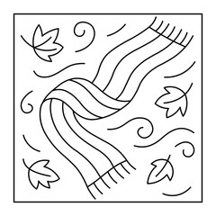 Autumn Scarf in the Wind Coloring Page – Cozy Fall Vibes with Blowing Leaves