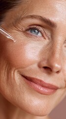 Beautiful 50s mid aged mature woman looking at camera isolated. Mature old lady close-up portrait. Healthy face skin care, middle age skincare cosmetics, cosmetology concept