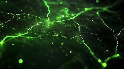 Abstract network map with glowing green lines