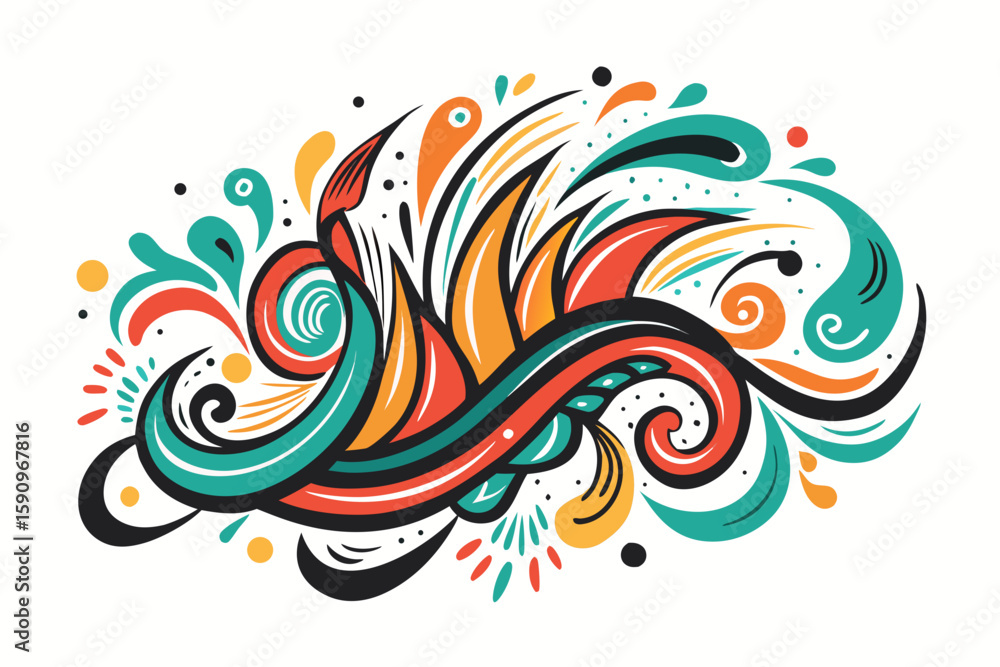 Aufkleber a vibrant swirl design featuring abstract shapes and flowing lines, perfect for adding a colorful an