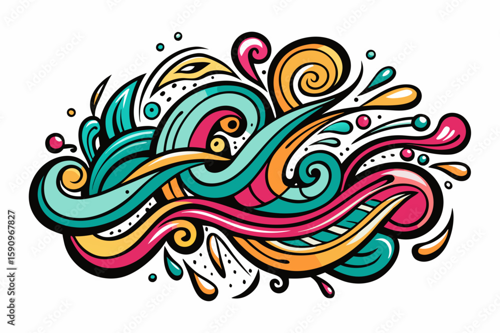 Poster dynamic colorful flowing abstract design suitable for backgrounds, decorative elements and vibrant t