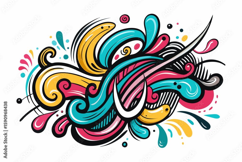 Aufkleber dynamic abstract design featuring colorful swirls and expressive strokes, perfect as a vibrant eleme