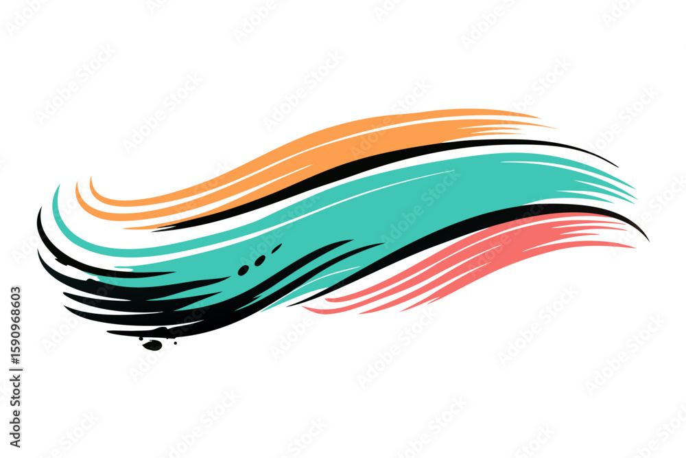 Aufkleber dynamic colorful brush strokes artwork with an abstract flowing design creates an elegant graphic el
