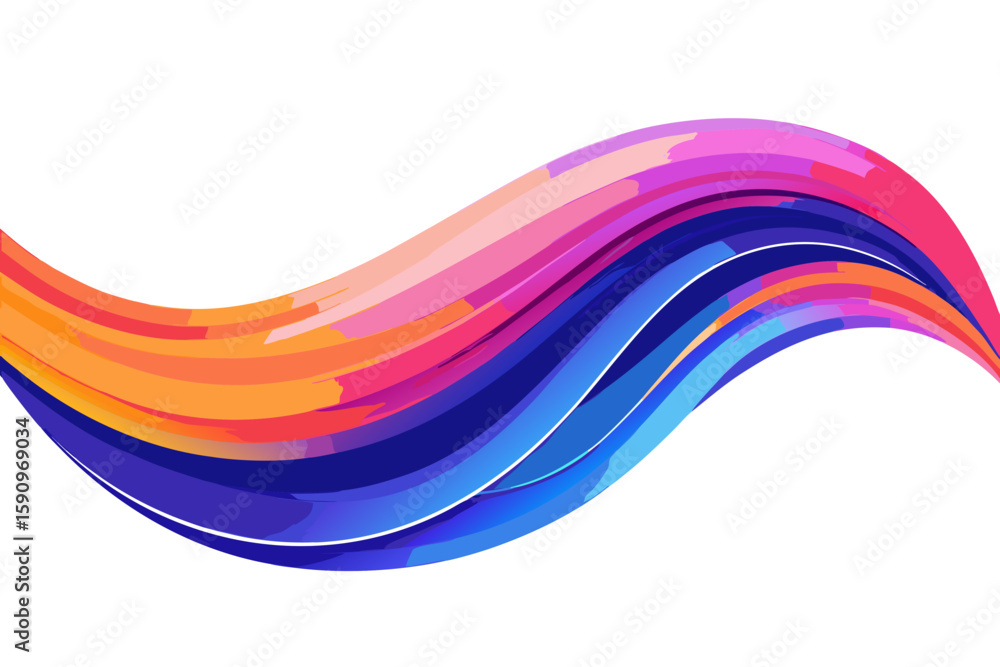Poster abstract wavy lines in shades of orange, pink and blue create a vibrant and flowing design element s