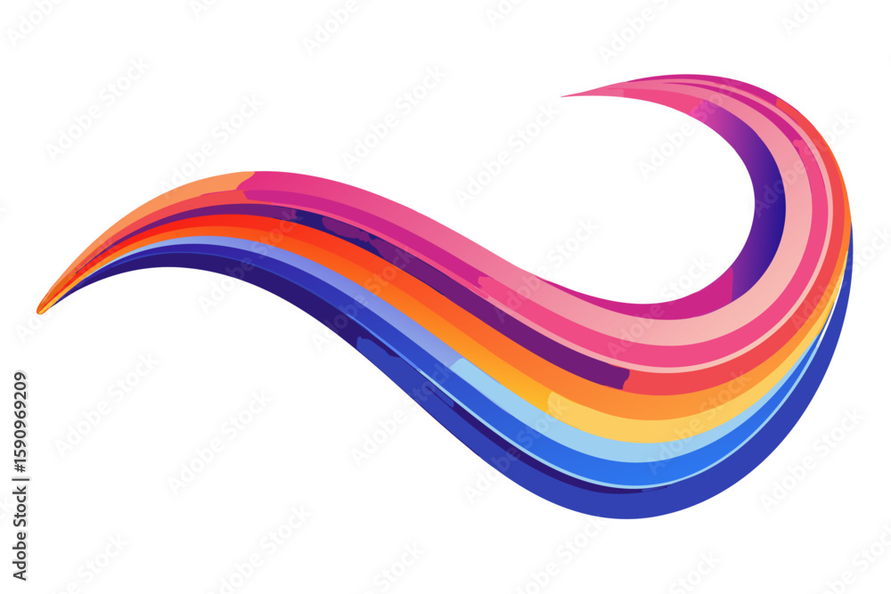 Poster dynamic multicolored wave graphic with fluid lines, ideal for vibrant logo concepts and modern desig