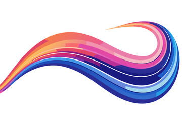 Colorful abstract swirl design featuring flowing curved lines in vibrant shades of orange, pink and blue, perfect for a modern background element or artistic logo creation.