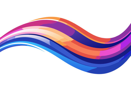 An abstract flowing design features colorful waves in blue, orange, and purple, ideal for a modern background or decorative element.