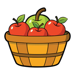 a basket full of apples on a white background.
